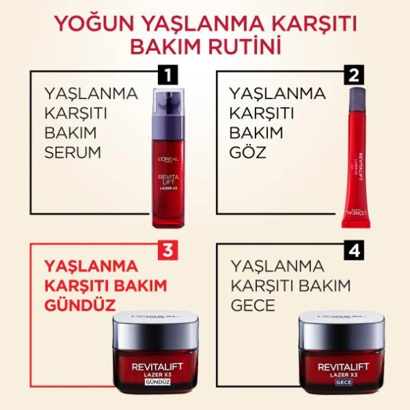 L’Oréal Paris Revitalift Lazer X3 Yoğun Yaşlanma Karşıtı Gündüz Bakım Kremi 50 ml - 7