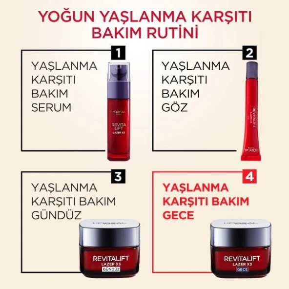 L’Oréal Paris Revitalift Lazer X3 Yoğun Yaşlanma Karşıtı Gece Bakım Kremi 50 ml - 7