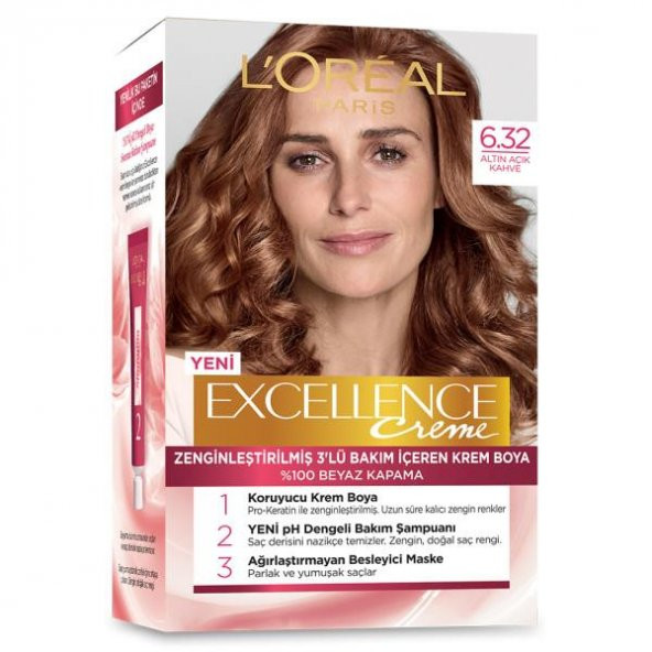 L’Oréal Paris Excellence Creme Saç Boyası - 6.32 Altın Açık Kahve