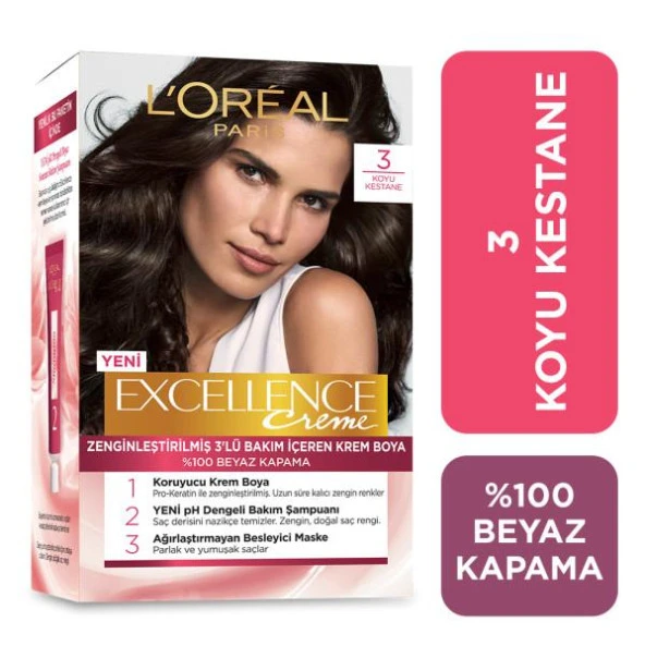 L’Oréal Paris Excellence Creme Saç Boyası - 3 Koyu Kestane - 2