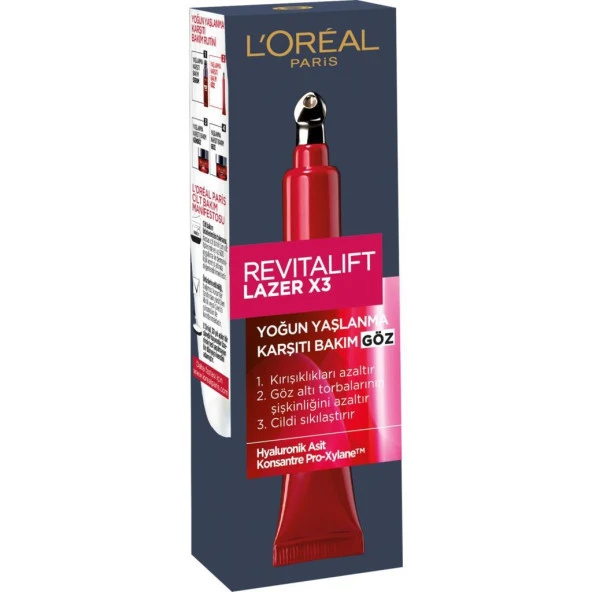 L’Oréal Paris Revitalift Lazer X3 Yoğun Yaşlanma Karşıtı Göz Bakım Kremi 15 ml