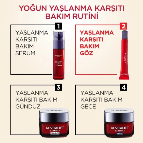 L’Oréal Paris Revitalift Lazer X3 Yoğun Yaşlanma Karşıtı Göz Bakım Kremi 15 ml - 7