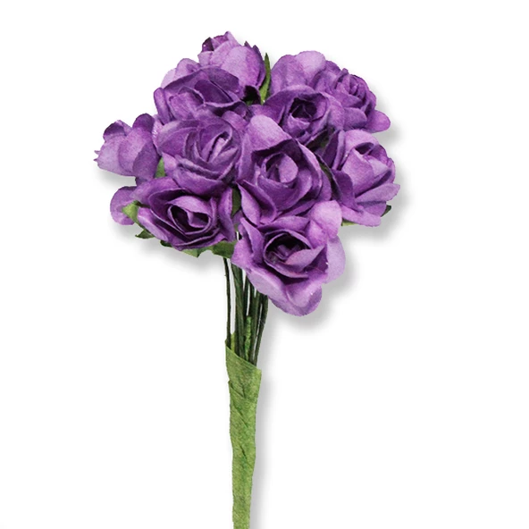 12 Demet (144 Adet) Küçük Kağıt Gül Çiçek - 7