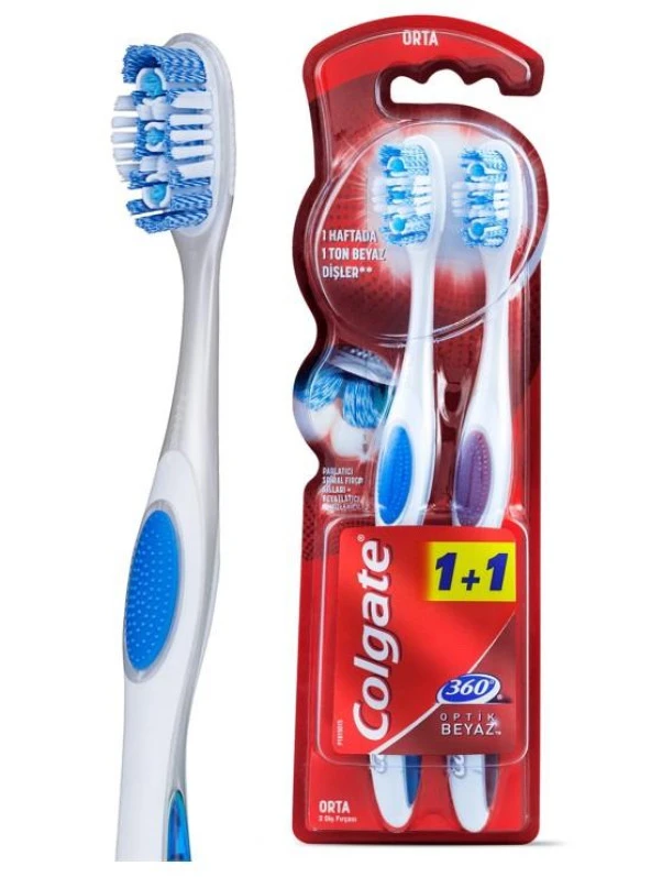 Colgate 360° Optik Beyaz Diş Fırçası 1+1 - Orta