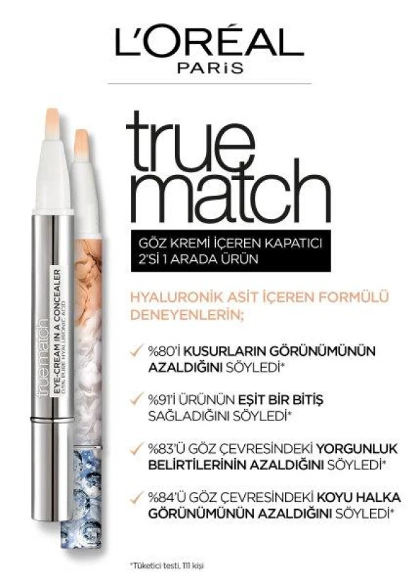 L’Oréal Paris True Match 2'si 1 Arada Göz Kremi içeren Kapatıcı - 3-5.5.R Peach - 5