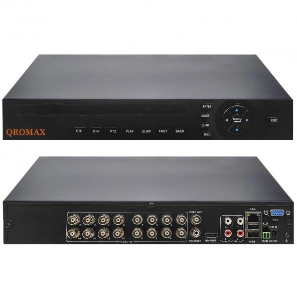 QROMAX PRO-9016 Ahd Dvr Kayıt Cihazı 16 kanal 5mp Hibrit