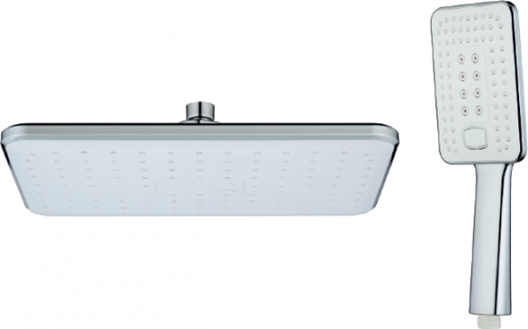 T-May Banyo Çınar Robot Kare Tepe Duş Takımı Seti Krom Paslanmaz - Resim 3