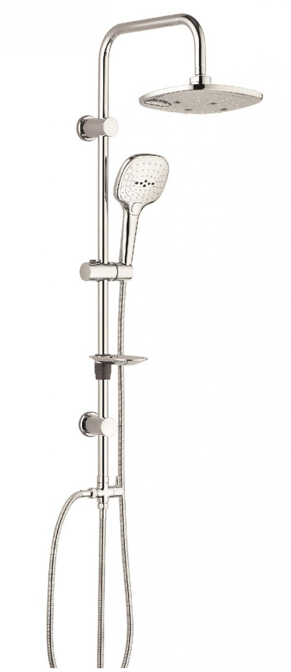ECA Luna Banyo Bataryası+T-MAY Banyo Ayvacık Elips Tepe Duş Takımı Seti Paslanmaz Krom - 4