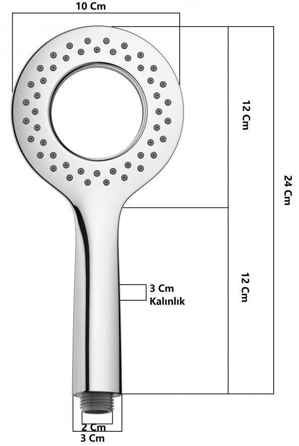 T-MAY Kalemli Yuvarlak El Duş Seti Başlığı Tasarruflu - 7