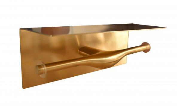 T-MAY  Gold Etajerli İkili Tuvalet Kağıtlığı Mat Altın Renkli