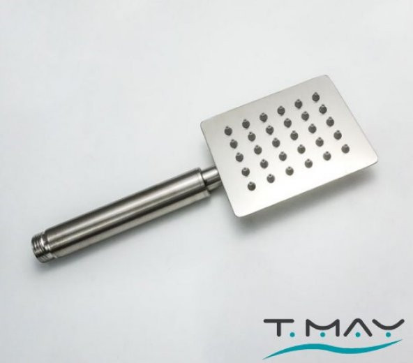 T-MAY Sart Dikdörtgen El Duş Seti Başlığı Tasarruflu Paslanmaz Mat İnox - 4