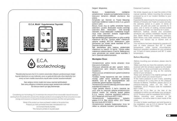 ECA Delta Kuğu Borulu Lavabo Bataryası 102108765 20 Yıl Garantili E.C.A. - Resim 4