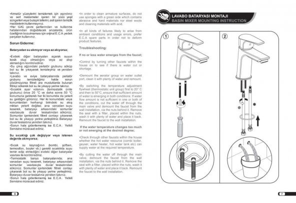 ECA Delta Kuğu Borulu Lavabo Bataryası 102108765 20 Yıl Garantili E.C.A. - Resim 6