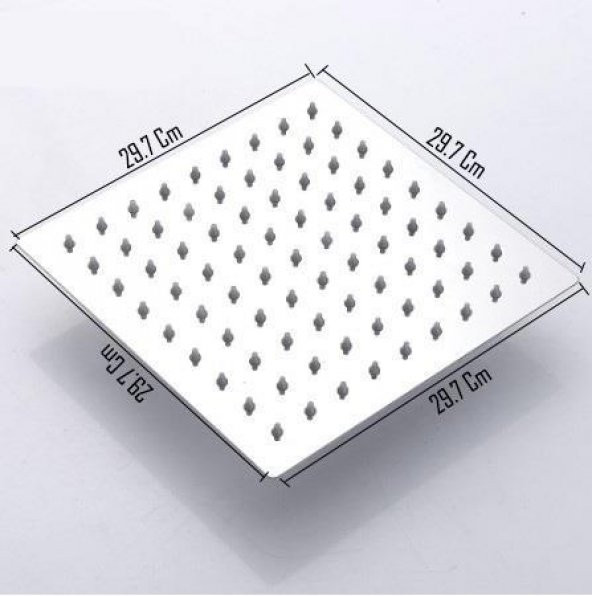 T-MAY Banyo Sart Kare Tepe Duş Seti Başlığı 30x30 Paslanmaz Metal - 2