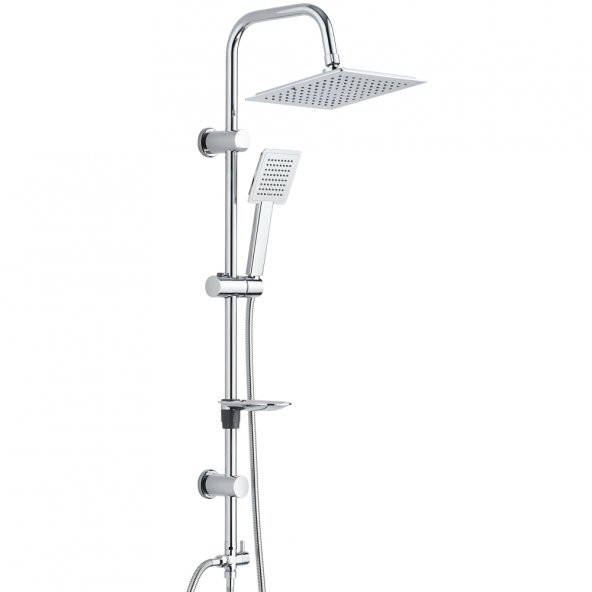 Eca Spylos Banyo Bataryası+T-May Banyo Çam Kare Tepe Duş Takımı Seti Paslanmaz Krom - 2