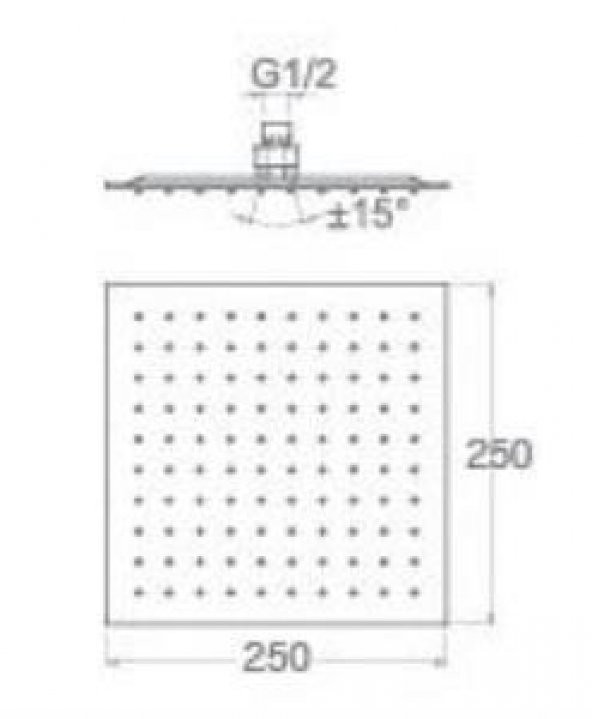 T-MAY Banyo Sart Kare Tepe Duş Seti Başlığı 25x25 Paslanmaz Metal - 5