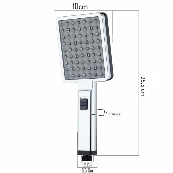 T-May Banyo Sümbül Dikdörtgen El Duş Seti Başlığı 2 Fonksiyonlu Tasarruflu - Resim 2