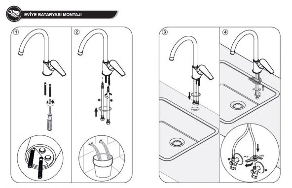 ECA Niobe 3lü Batarya Seti(Banyo 482+Lavabo 053+Eviye 098) - 10