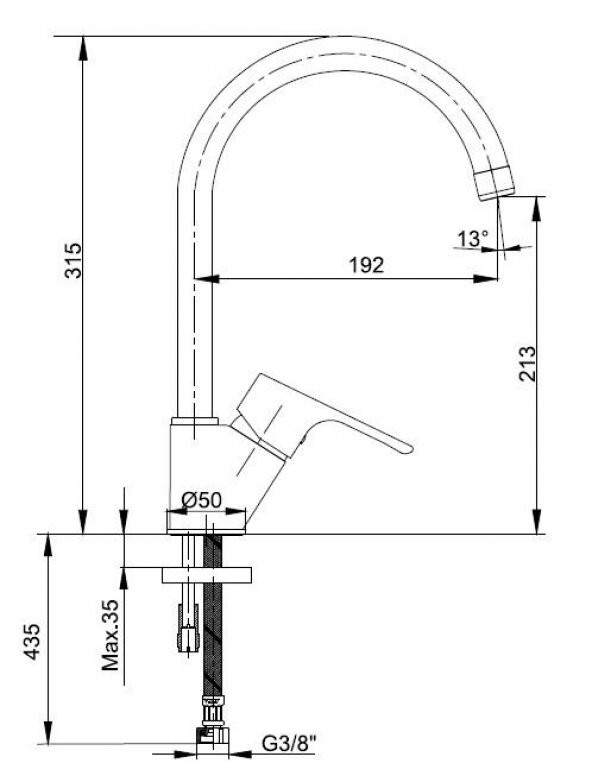 ECA Niobe 3lü Batarya Seti(Banyo 482+Lavabo 054+Eviye 098) - Resim 8