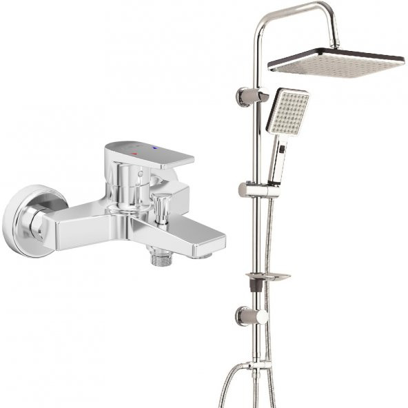 ECA Dalia Banyo Bataryası+T-MAY Banyo Sümbül Kare Tepe Duş Takımı Seti Krom Paslanmaz ürün görseli