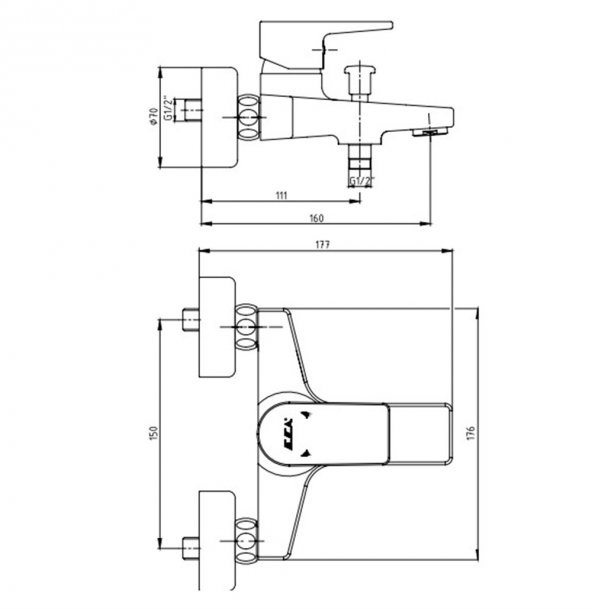 ECA Dalia Banyo Bataryası+T-MAY Banyo Çam Kare Tepe Duş Takımı Seti Paslanmaz Krom - 5