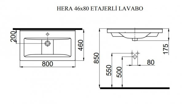 İdevit Hera 80 Cm Dolap Uyumlu Yarım Lavabo - 2