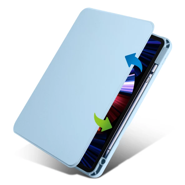 iPad Pro 11 (3.Nesil) Termik Kalem Bölmeli Dönebilen Standl Kılıf - 2