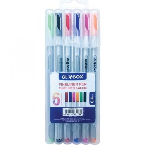 Globox 3176 Fineliner Kalem 6 Lı Plastik Kutu