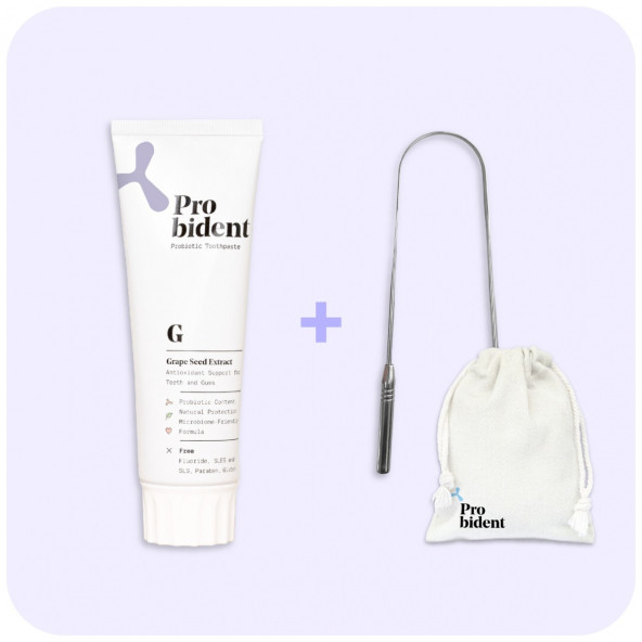 Aktif Probiyotik Üzüm Çekirdeği Özüt İlaveli Diş Macunu & Dil Temizleme Aparatı