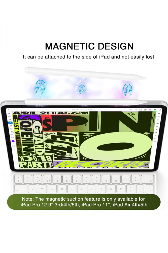 iPad 2018-2022 Stylus Kalem Eğim Hassasiyetli Avuç İçi Redli Apple Kalem - 4