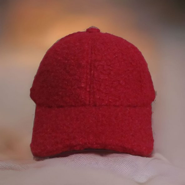 Kadın Kıvırcık Peluş Şapka Kırmızı