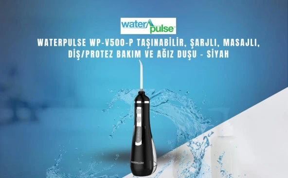 Waterpulse Water Flosser V500 Kablosuz Taşınabilir Ağız Duş Bakım Seti Siyah - 2