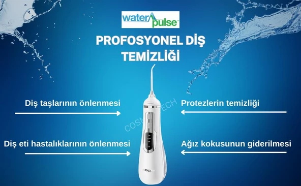 Waterpulse Water Flosser V500 Kablosuz Taşınabilir Ağız Duş Bakım Seti Beyaz - 4