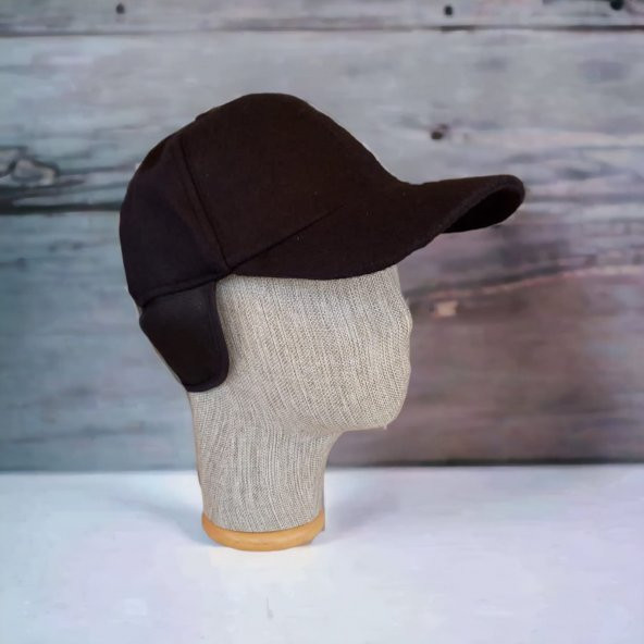 Erkek Kaşe Kulaklıklı Beyzbol Şapka Standart -Siyah