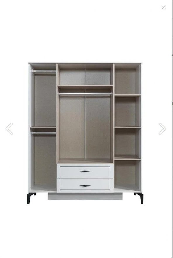 Erezoğulları Mobilya Çizgi 4 Kapılı 2çekmeceli Gardırop Elbise Dolabı 160x55x200cm - 2
