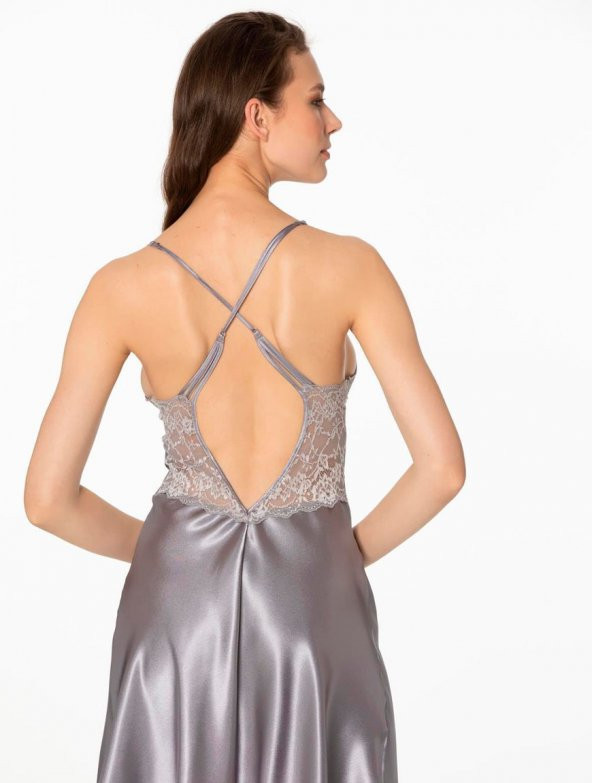 Pierre Cardin Kadın İnce Askılı Dantelli Kısa Saten Gecelik 680 - 6