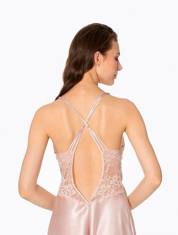 Pierre Cardin Kadın İnce Askılı Dantelli Kısa Saten Gecelik 680 - 8