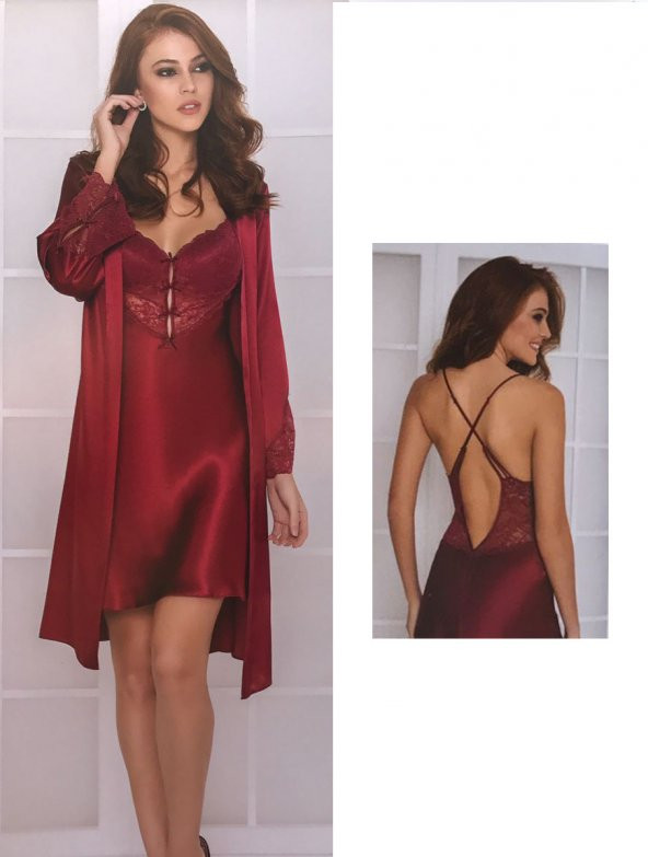 Pierre Cardin Saten Sabahlıklı Gecelik Takımı 4300 - Resim 2