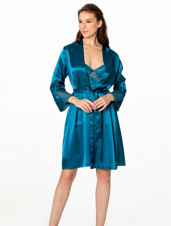 Pierre Cardin 2li Saten Gecelik Sabahlık 4050
