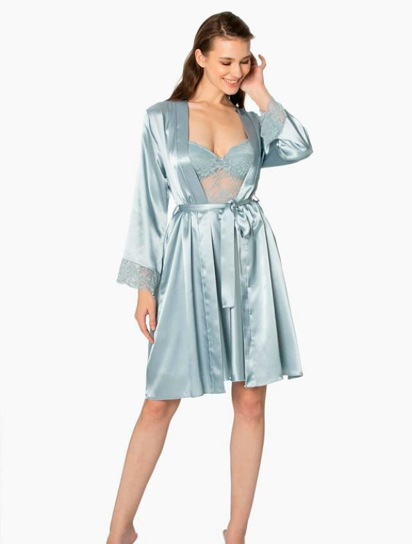 Pierre Cardin Dantel Detay Saten Gecelik Sabahlık Takımı 4265 - 5