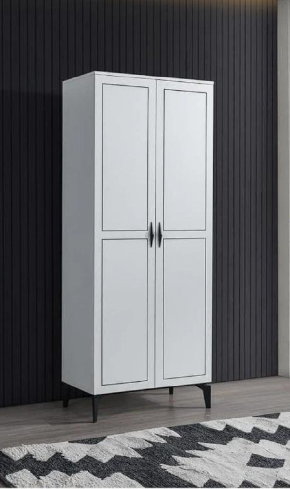 Erezoğulları Mobilya Çizgi 2 Kapılı Gardırop Elbise Dolabı 80x47x200cm