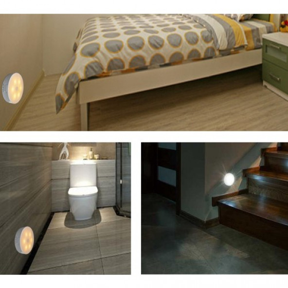 4 ADET Sensörlü Pır Hareket Sensörlü Çift Renkli USB Şarjlı Gece Lambası A08(4 ADET) - 3