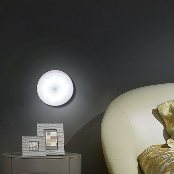 10 ADET Sensörlü Pır Hareket Sensörlü Çift Renkli USB Şarjlı Gece Lambası A08 10 adet - 2