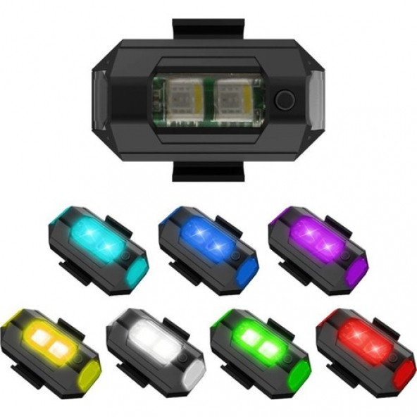 2'li Paket LED Anti Çarpışma Uyarı Işığı 7 Renk / Drone / Araba / Motor / Bisiklet / Kamp A59 (2 ADET)