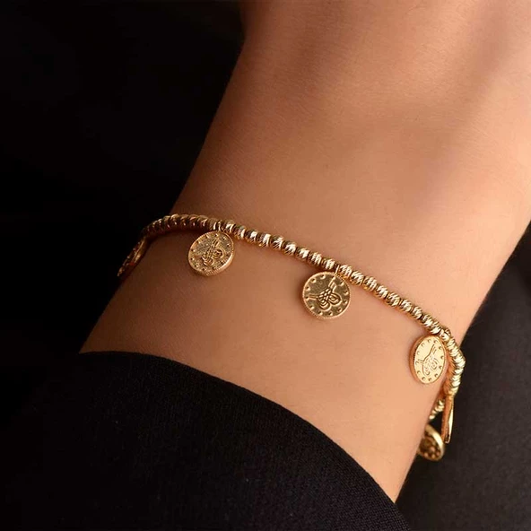 14 Ayar Altın Tuğralı Dorika Bileklik ürün görseli