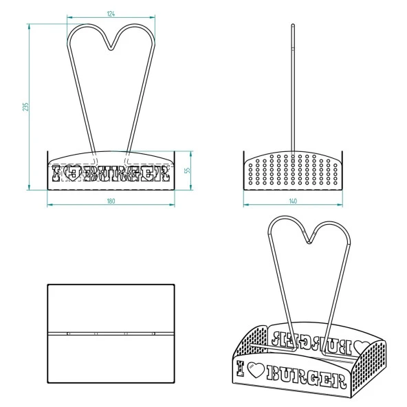 Siyah Masaüstü Sosluk Standı - I LOVE BURGER Yazılı - 7