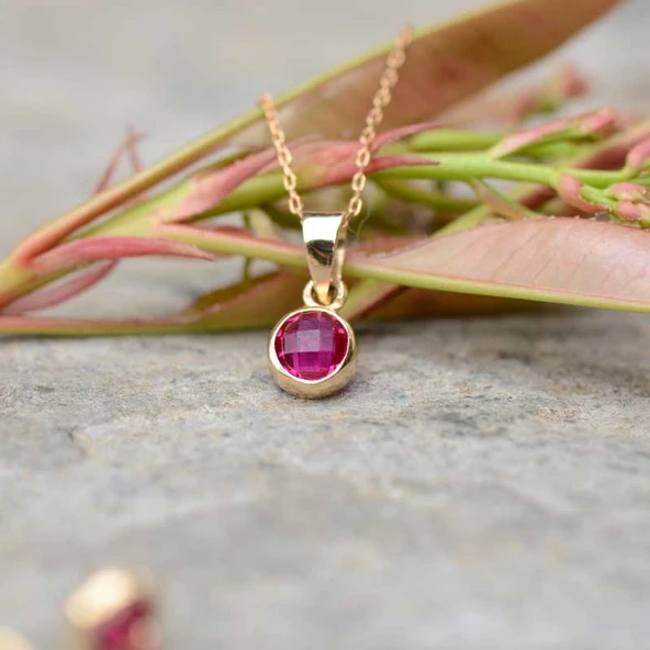 14k Altın Renkli Taşlı Kolye ürün görseli