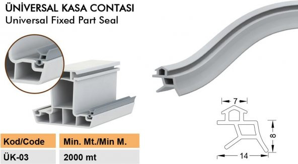 Contacall UK03 Çelik Kapı Fitili Contası Gri 6 Metre