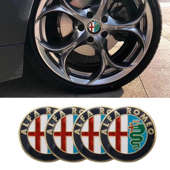 ALFA ROMEO LOGOLU 4 ADET 56MM JANT GÖBEK STICKER (YEŞİL-GOLD)