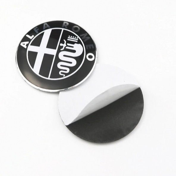 ALFA ROMEO LOGOLU 4 ADET 56MM JANT GÖBEK STICKER (SİYAH-GÜMÜŞ) - Resim 3